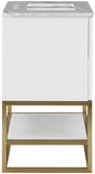Monad Carrara Marble Contemporary Bathroom Vanity with Brushed Gold Base and Elegant Design