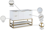 Monad Carrara Marble Contemporary Bathroom Vanity with Brushed Gold Base and Elegant Design