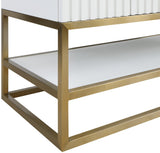 Monad Carrara Marble Contemporary Bathroom Vanity with Brushed Gold Base and Elegant Design