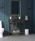 Marmo Contemporary Bathroom Vanity with Elegant Artificial Marble and Stylish Stainless Steel Base