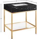 Marmo Contemporary Bathroom Vanity with Elegant Artificial Marble and Stylish Stainless Steel Base