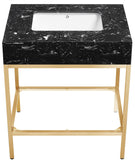 Marmo Contemporary Bathroom Vanity with Elegant Artificial Marble and Stylish Stainless Steel Base
