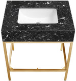 Marmo Contemporary Bathroom Vanity with Elegant Artificial Marble and Stylish Stainless Steel Base