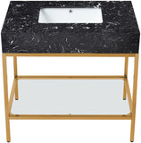 Marmo Contemporary Bathroom Vanity with Elegant Artificial Marble and Stylish Stainless Steel Base