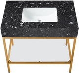 Marmo Contemporary Bathroom Vanity with Elegant Artificial Marble and Stylish Stainless Steel Base