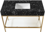 Marmo Contemporary Bathroom Vanity with Elegant Artificial Marble and Stylish Stainless Steel Base