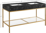 Marmo Contemporary Bathroom Vanity with Elegant Artificial Marble and Stylish Stainless Steel Base