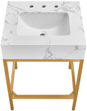 Marmo Contemporary Bathroom Vanity with Elegant Artificial Marble and Stylish Stainless Steel Base
