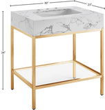 Marmo Contemporary Bathroom Vanity with Elegant Artificial Marble and Stylish Stainless Steel Base