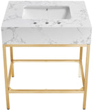 Marmo Contemporary Bathroom Vanity with Elegant Artificial Marble and Stylish Stainless Steel Base