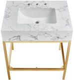 Marmo Contemporary Bathroom Vanity with Elegant Artificial Marble and Stylish Stainless Steel Base