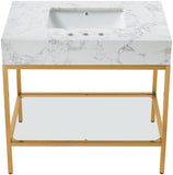 Marmo Contemporary Bathroom Vanity with Elegant Artificial Marble and Stylish Stainless Steel Base