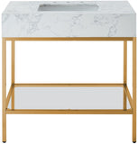 Marmo Contemporary Bathroom Vanity with Elegant Artificial Marble and Stylish Stainless Steel Base
