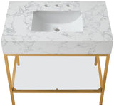 Marmo Contemporary Bathroom Vanity with Elegant Artificial Marble and Stylish Stainless Steel Base