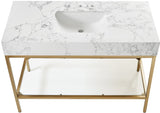 Marmo Contemporary Bathroom Vanity with Elegant Artificial Marble and Stylish Stainless Steel Base
