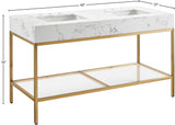 Marmo Contemporary Bathroom Vanity with Elegant Artificial Marble and Stylish Stainless Steel Base