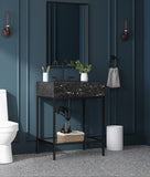 Marmo Contemporary Bathroom Vanity with Elegant Artificial Marble and Stylish Stainless Steel Base