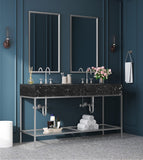 Marmo Contemporary Bathroom Vanity with Elegant Artificial Marble and Stylish Stainless Steel Base