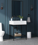 Marmo Contemporary Bathroom Vanity with Elegant Artificial Marble and Stylish Stainless Steel Base