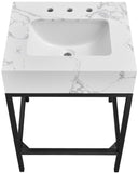 Marmo Contemporary Bathroom Vanity with Elegant Artificial Marble and Stylish Stainless Steel Base