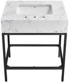 Marmo Contemporary Bathroom Vanity with Elegant Artificial Marble and Stylish Stainless Steel Base