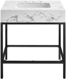 Marmo Contemporary Bathroom Vanity with Elegant Artificial Marble and Stylish Stainless Steel Base