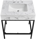 Marmo Contemporary Bathroom Vanity with Elegant Artificial Marble and Stylish Stainless Steel Base