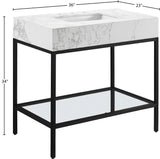 Marmo Contemporary Bathroom Vanity with Elegant Artificial Marble and Stylish Stainless Steel Base