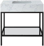 Marmo Contemporary Bathroom Vanity with Elegant Artificial Marble and Stylish Stainless Steel Base