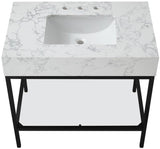 Marmo Contemporary Bathroom Vanity with Elegant Artificial Marble and Stylish Stainless Steel Base