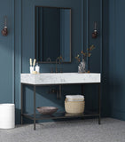 Marmo Contemporary Bathroom Vanity with Elegant Artificial Marble and Stylish Stainless Steel Base