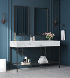 Marmo Contemporary Bathroom Vanity with Elegant Artificial Marble and Stylish Stainless Steel Base