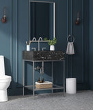 Marmo Contemporary Bathroom Vanity with Elegant Artificial Marble and Stylish Stainless Steel Base