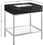 Marmo Contemporary Bathroom Vanity with Elegant Artificial Marble and Stylish Stainless Steel Base