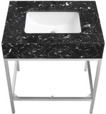 Marmo Contemporary Bathroom Vanity with Elegant Artificial Marble and Stylish Stainless Steel Base