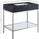 Marmo Contemporary Bathroom Vanity with Elegant Artificial Marble and Stylish Stainless Steel Base