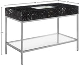 Marmo Contemporary Bathroom Vanity with Elegant Artificial Marble and Stylish Stainless Steel Base