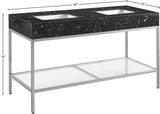 Marmo Contemporary Bathroom Vanity with Elegant Artificial Marble and Stylish Stainless Steel Base
