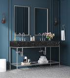 Marmo Contemporary Bathroom Vanity with Elegant Artificial Marble and Stylish Stainless Steel Base