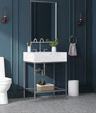 Marmo Contemporary Bathroom Vanity with Elegant Artificial Marble and Stylish Stainless Steel Base