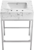 Marmo Contemporary Bathroom Vanity with Elegant Artificial Marble and Stylish Stainless Steel Base