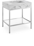 Marmo Contemporary Bathroom Vanity with Elegant Artificial Marble and Stylish Stainless Steel Base