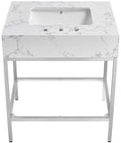 Marmo Contemporary Bathroom Vanity with Elegant Artificial Marble and Stylish Stainless Steel Base