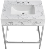 Marmo Contemporary Bathroom Vanity with Elegant Artificial Marble and Stylish Stainless Steel Base
