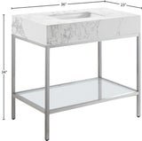 Marmo Contemporary Bathroom Vanity with Elegant Artificial Marble and Stylish Stainless Steel Base