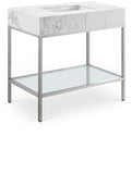 Marmo Contemporary Bathroom Vanity with Elegant Artificial Marble and Stylish Stainless Steel Base
