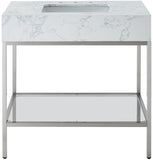 Marmo Contemporary Bathroom Vanity with Elegant Artificial Marble and Stylish Stainless Steel Base