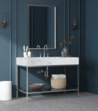 Marmo Contemporary Bathroom Vanity with Elegant Artificial Marble and Stylish Stainless Steel Base