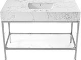 Marmo Contemporary Bathroom Vanity with Elegant Artificial Marble and Stylish Stainless Steel Base