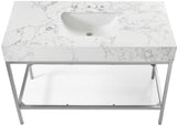 Marmo Contemporary Bathroom Vanity with Elegant Artificial Marble and Stylish Stainless Steel Base